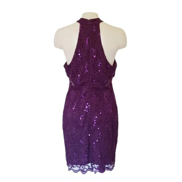 Jump Mesh and Lace Bodycon Purple Cocktail Y2K Going Out Clubbing Bodycon Sexy 8 - Picture 6 of 10